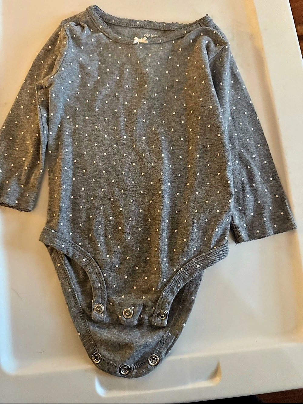 Carter's Gray Polka Dot Long Sleeve Bodysuit
